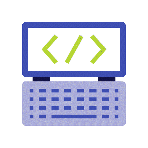 An animated graphic showing custom website coding and development, a core foundation of successful Lebanon PA digital marketing.